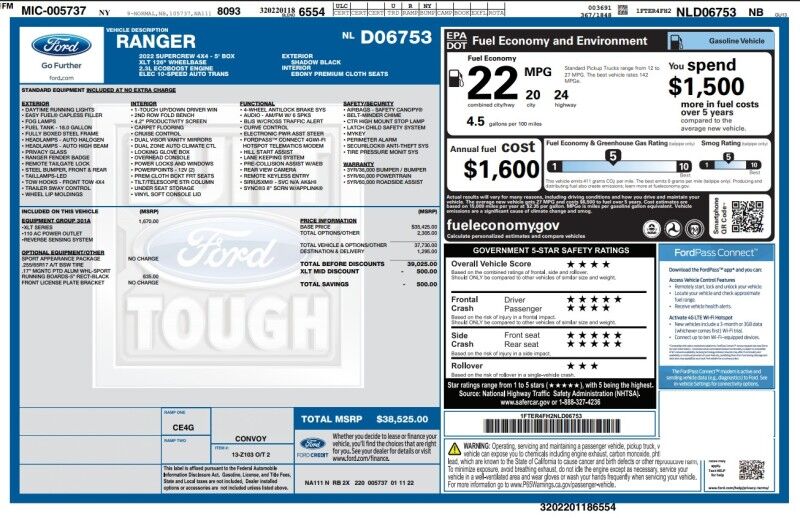 2022 Ford Ranger XLT - 1 OWNER - SPORT PACKAGE Whitinsville MA