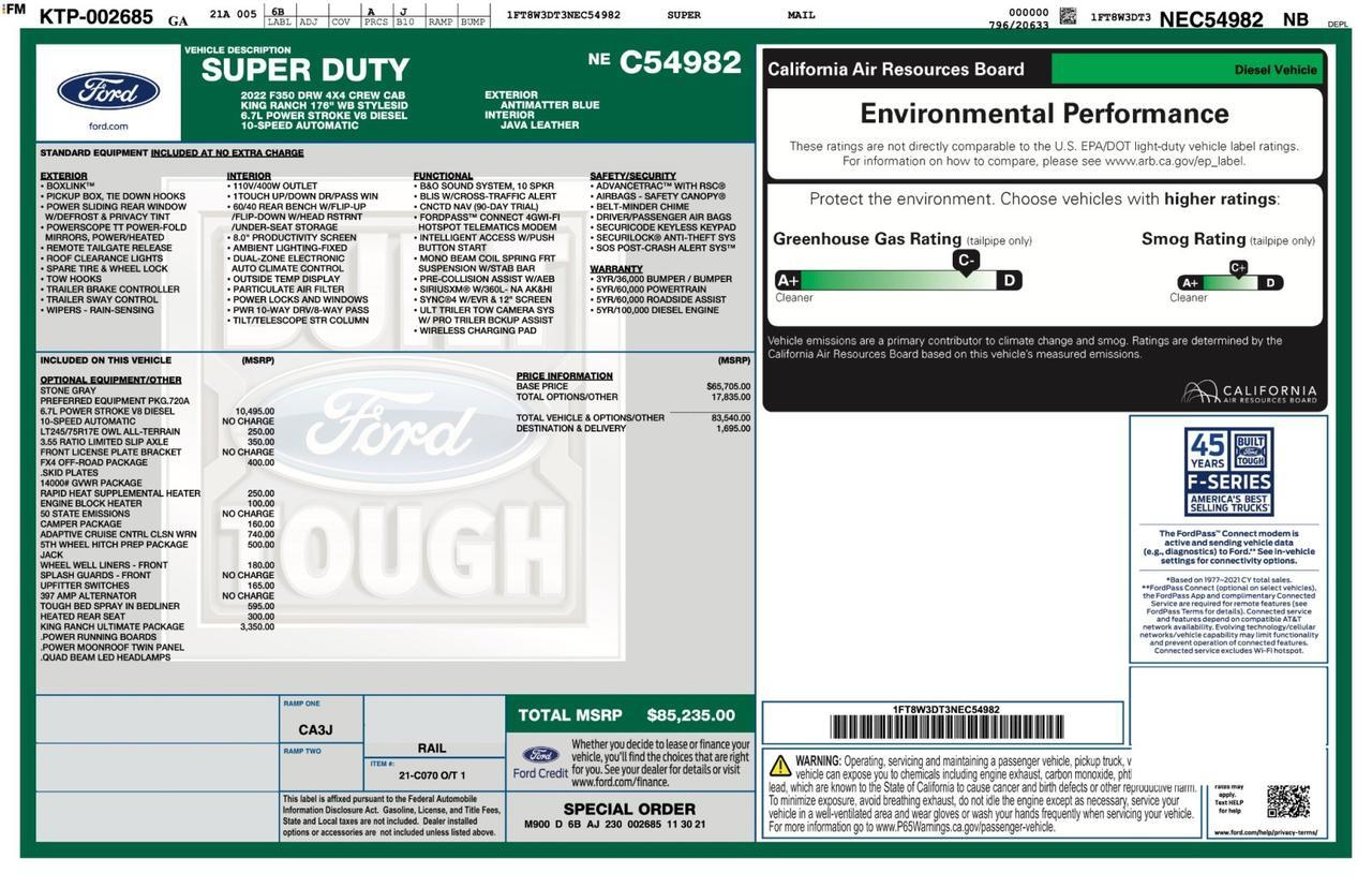 2022 Ford Super Duty F-350 DRW King Ranch 4WD Crew Cab 8' Box Tallmadge OH