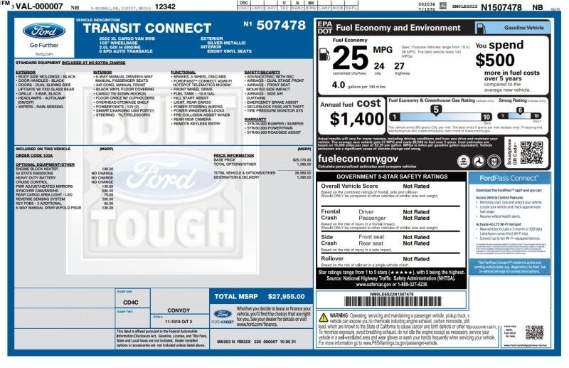 2022 Ford Transit Connect Van XL - 1 OWNER - ONLY 17K MILES Webster MA