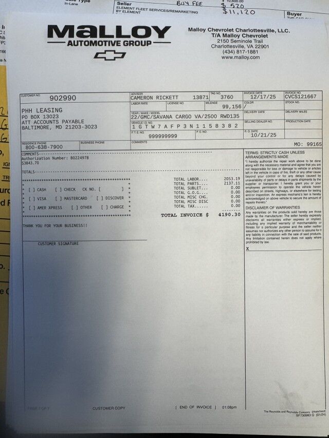 2022 GMC Savana 2500 Cargo Van New Motor & Transmission Henrico VA