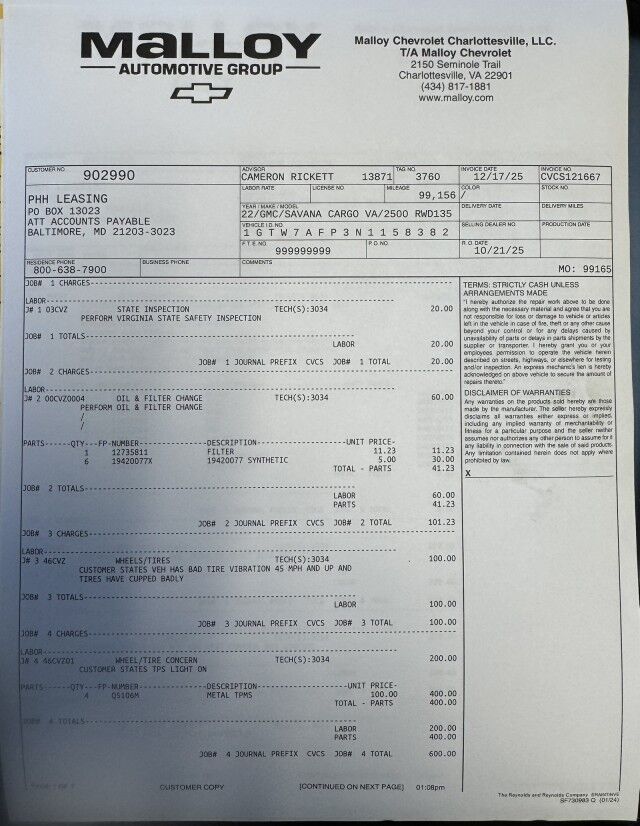 2022 GMC Savana 2500 Cargo Van New Motor & Transmission Henrico VA