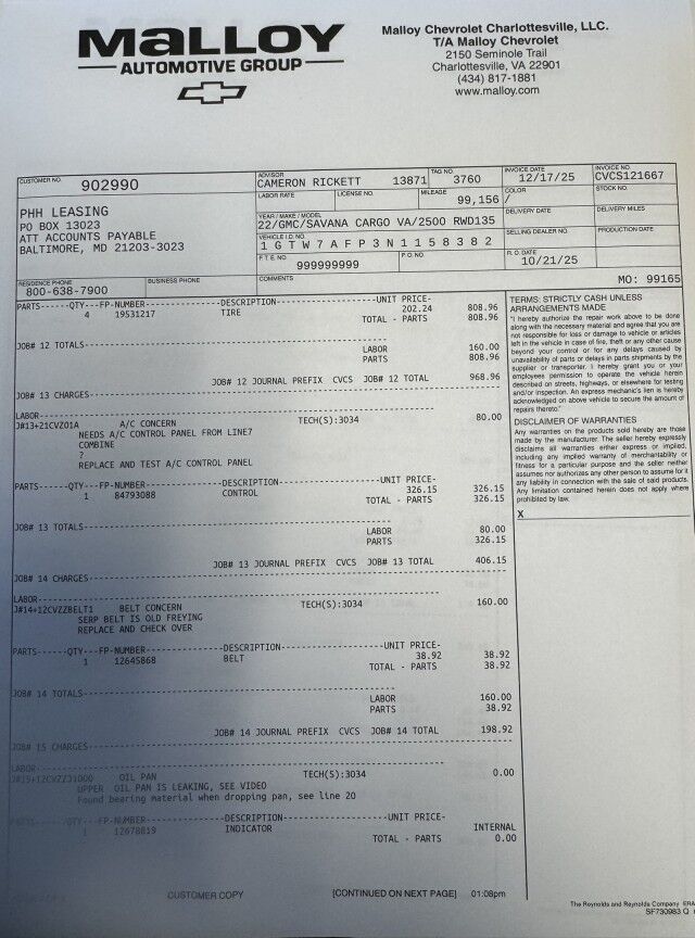 2022 GMC Savana 2500 Cargo Van New Motor & Transmission Henrico VA