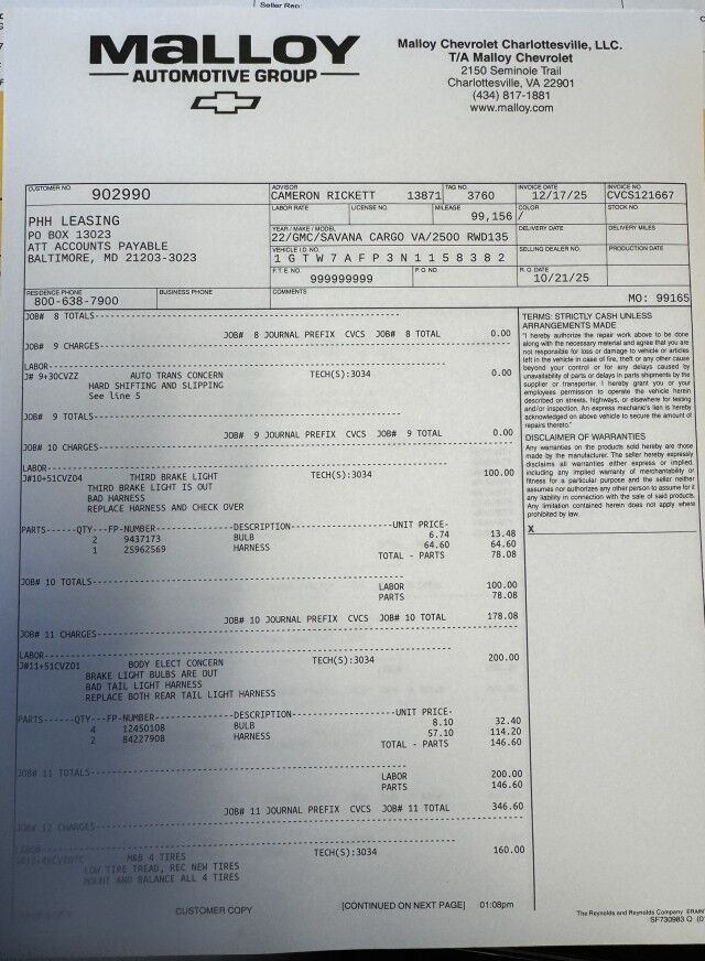 2022 GMC Savana 2500 Cargo Van New Motor & Transmission Henrico VA