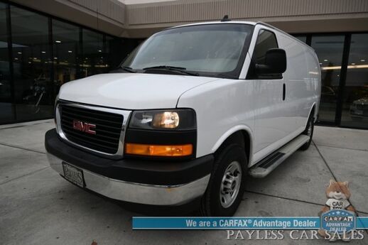 2022 GMC Savana Cargo Van 2500 / Chrome Appearance & Cold Climate Pkg / 4.3L V6 / Driver Convenience Pkg / Bulkhead / Power Locks, Windows & Mirrors / Aux Input / Air Conditioning / Cruise Control / Running Boards / 1-Owner Anchorage AK