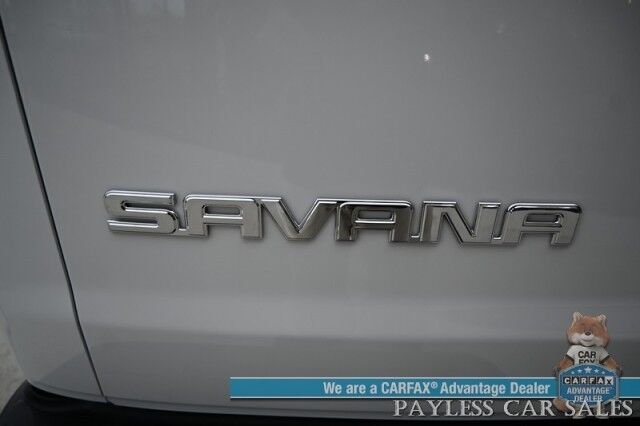 2022 GMC Savana Cargo Van 2500 / Chrome Appearance & Cold Climate Pkg / 4.3L V6 / Driver Convenience Pkg / Bulkhead / Power Locks, Windows & Mirrors / Aux Input / Air Conditioning / Cruise Control / Running Boards / 1-Owner Anchorage AK