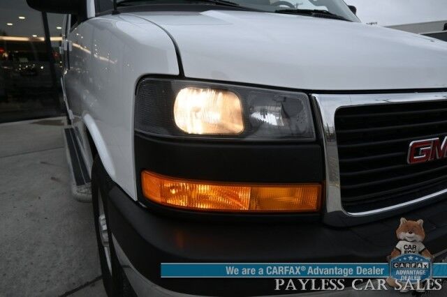 2022 GMC Savana Cargo Van 2500 / Chrome Appearance & Cold Climate Pkg / 4.3L V6 / Driver Convenience Pkg / Bulkhead / Power Locks, Windows & Mirrors / Aux Input / Air Conditioning / Cruise Control / Running Boards / 1-Owner Anchorage AK