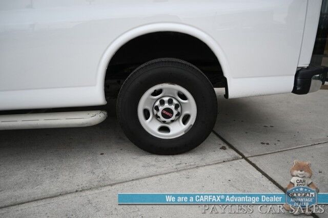 2022 GMC Savana Cargo Van 2500 / Chrome Appearance & Cold Climate Pkg / 4.3L V6 / Driver Convenience Pkg / Bulkhead / Power Locks, Windows & Mirrors / Aux Input / Air Conditioning / Cruise Control / Running Boards / 1-Owner Anchorage AK