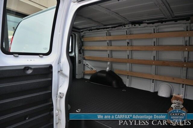 2022 GMC Savana Cargo Van 2500 / Chrome Appearance & Cold Climate Pkg / 4.3L V6 / Driver Convenience Pkg / Bulkhead / Power Locks, Windows & Mirrors / Aux Input / Air Conditioning / Cruise Control / Running Boards / 1-Owner Anchorage AK