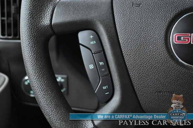 2022 GMC Savana Cargo Van 2500 / Chrome Appearance & Cold Climate Pkg / 4.3L V6 / Driver Convenience Pkg / Bulkhead / Power Locks, Windows & Mirrors / Aux Input / Air Conditioning / Cruise Control / Running Boards / 1-Owner Anchorage AK