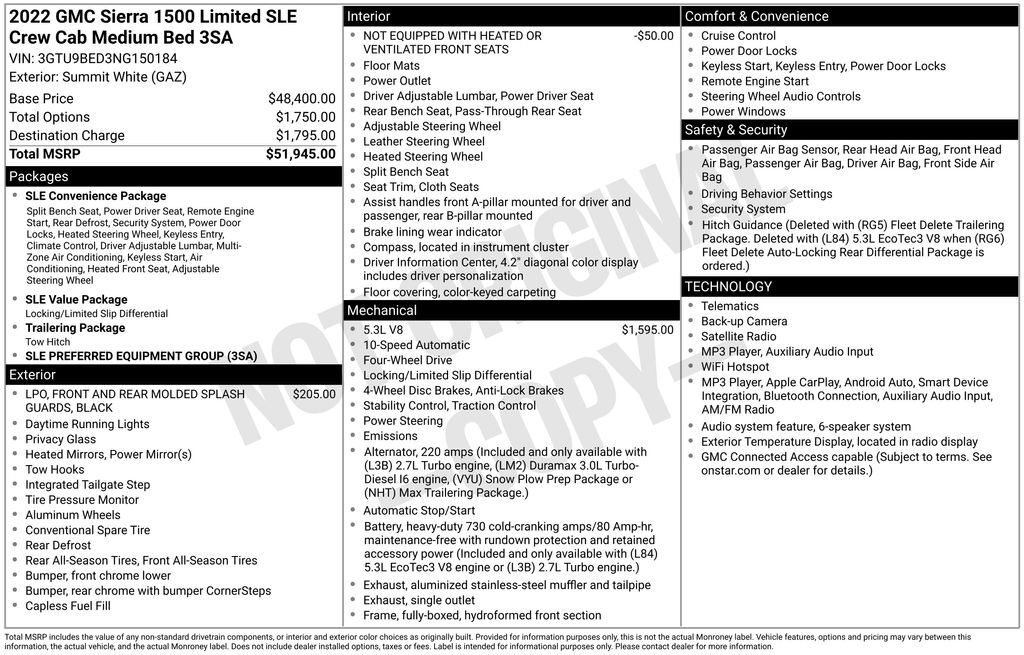 2022 GMC Sierra 1500 Limited SLE OR