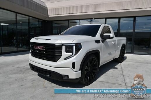 2022 GMC Sierra 1500 Pro / 4X4 / AutoStart / Regular Cab / Pro Value Pkg / Kicker Speakers / Forward Collision Alert / Apple CarPlay & Android Auto / Backup Camera / Lowered / 26 Inch Wheels / Helper Bags / Tow Pkg / Low Miles Anchorage AK