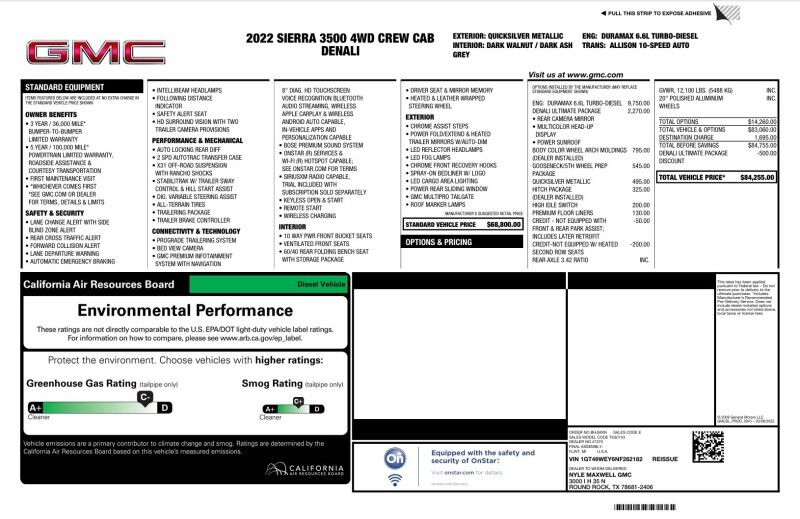 2022 GMC Sierra 3500HD Denali COMING SOON Ultimate Short Bed 6.6L Diesel GPS Camera