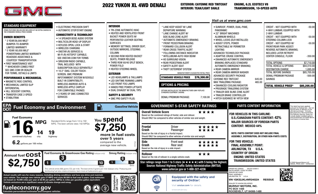 2022 GMC Yukon XL Denali Knoxville TN