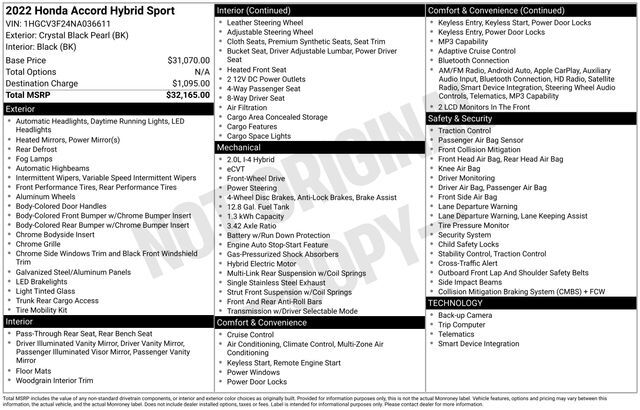 2022 Honda Accord Hybrid Sport Raleigh NC