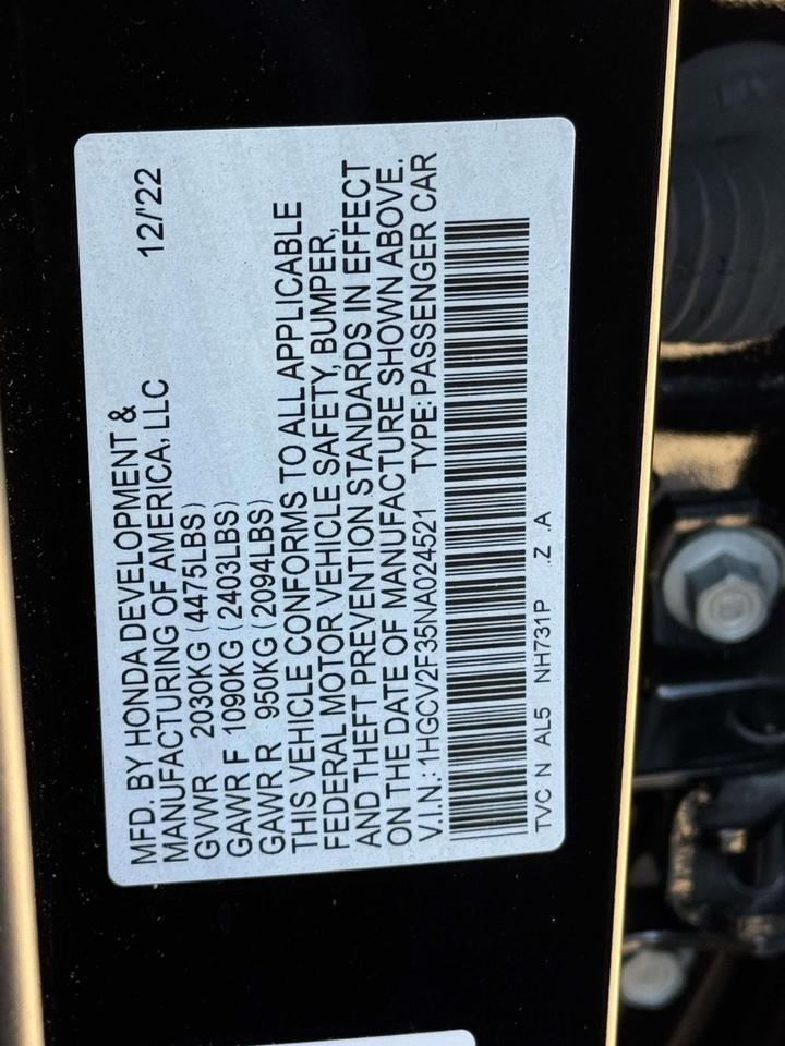 2022 Honda Accord Sport 2.0T Fredericksburg VA