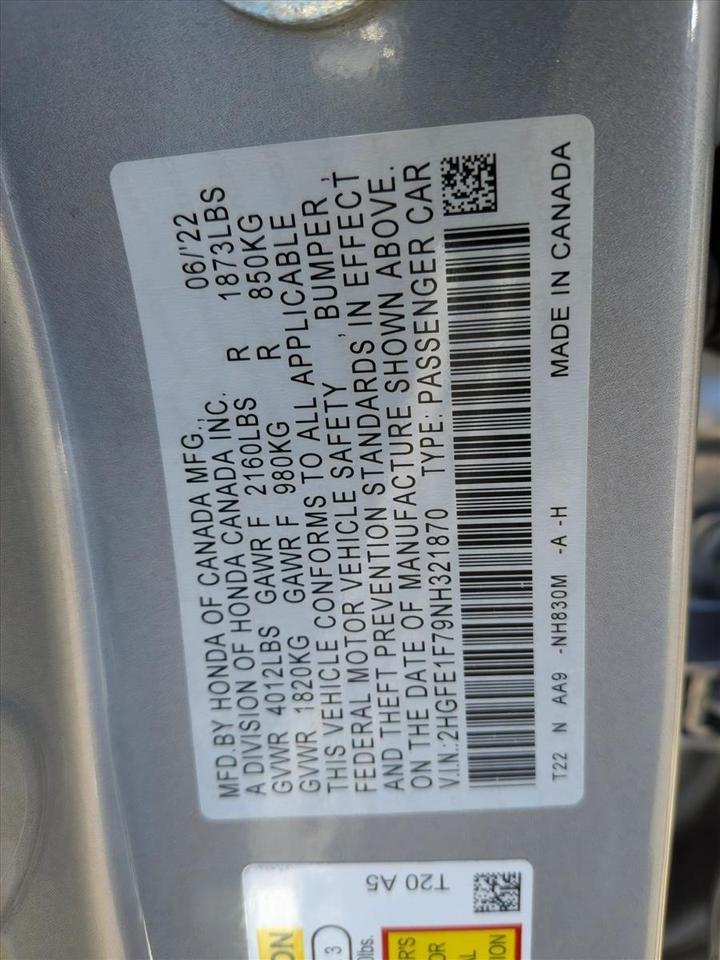 2022 Honda Civic Sedan EX Roseville CA