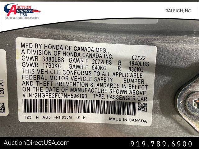 2022 Honda Civic Sport Raleigh NC