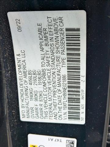 2022 Honda Civic Sport Touring Roseville CA