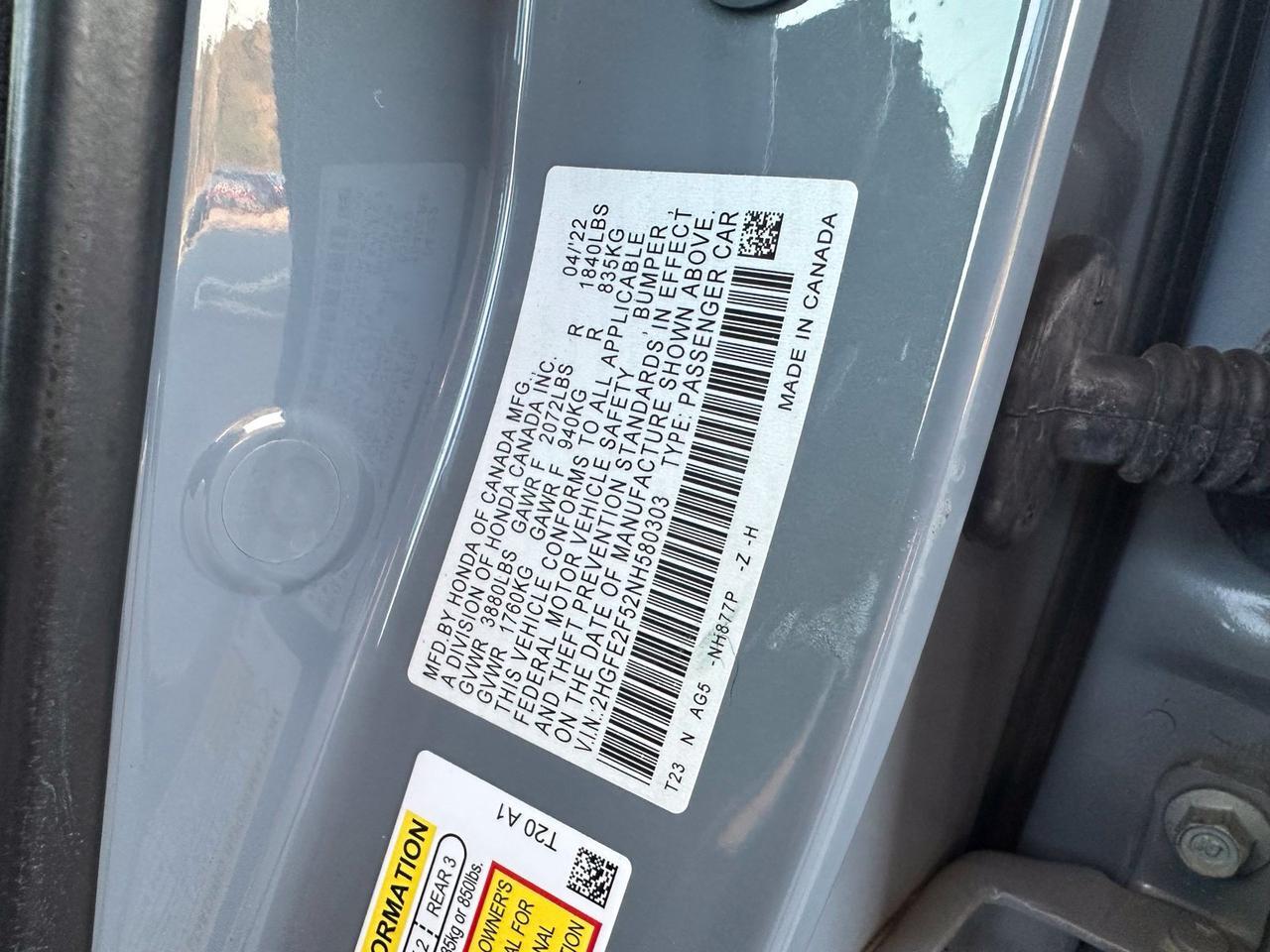 2022 Honda Civic Sport Fredericksburg VA