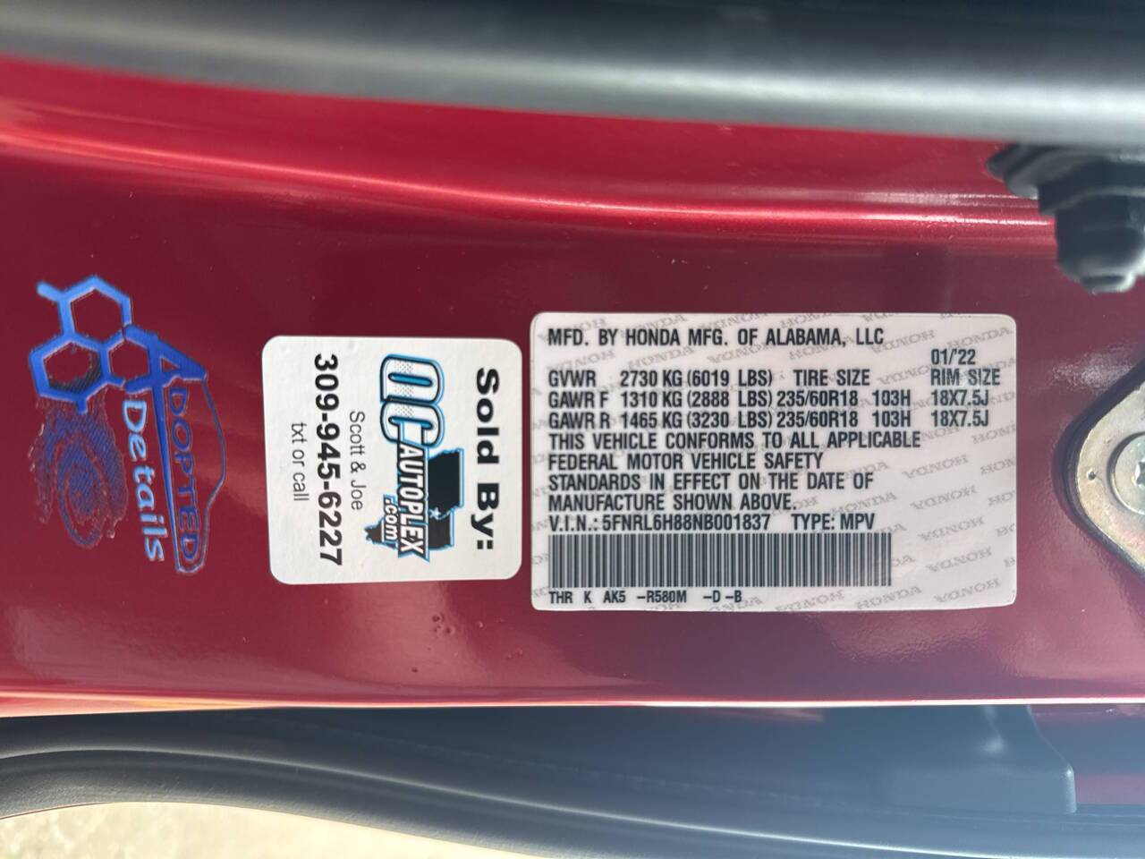 2022 Honda Odyssey Touring 4dr Mini Van Eldridge IA
