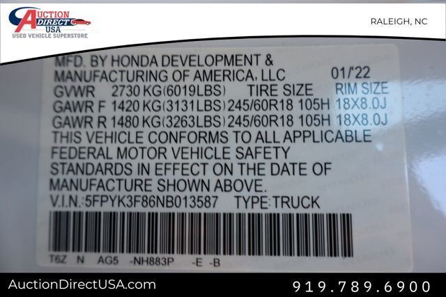 2022 Honda Ridgeline Black Edition Raleigh NC