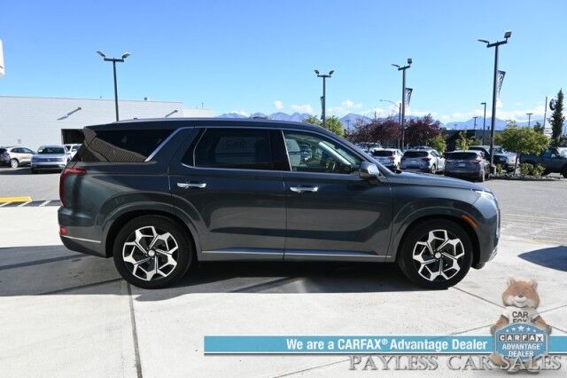 2022 Hyundai Palisade Calligraphy / AWD / Heated & Cooled Seats / Heated Steering / Sunroof / NAV / Harman Kardon / Adaptive Cruise / Lane Depart & Blind Spot / Rear Captain Chairs / 3rd Row / Seats 7 / Tow Pkg / Low Miles / 1-Owner Anchorage AK
