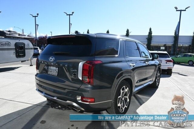 2022 Hyundai Palisade Calligraphy / AWD / Heated & Cooled Seats / Heated Steering / Sunroof / NAV / Harman Kardon / Adaptive Cruise / Lane Depart & Blind Spot / Rear Captain Chairs / 3rd Row / Seats 7 / Tow Pkg / Low Miles / 1-Owner Anchorage AK