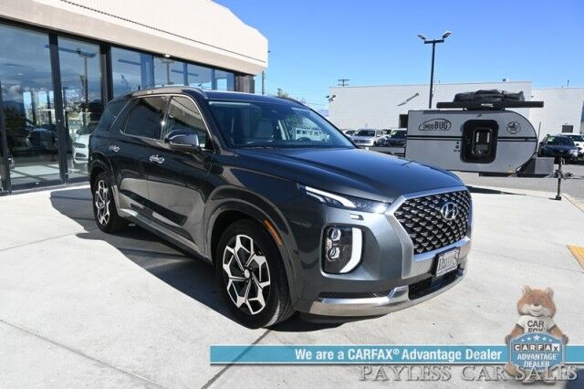 2022 Hyundai Palisade Calligraphy / AWD / Heated & Cooled Seats / Heated Steering / Sunroof / NAV / Harman Kardon / Adaptive Cruise / Lane Depart & Blind Spot / Rear Captain Chairs / 3rd Row / Seats 7 / Tow Pkg / Low Miles / 1-Owner Anchorage AK