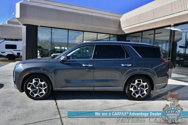 2022 Hyundai Palisade Calligraphy / AWD / Heated & Cooled Seats / Heated Steering / Sunroof / NAV / Harman Kardon / Adaptive Cruise / Lane Depart & Blind Spot / Rear Captain Chairs / 3rd Row / Seats 7 / Tow Pkg / Low Miles / 1-Owner Anchorage AK