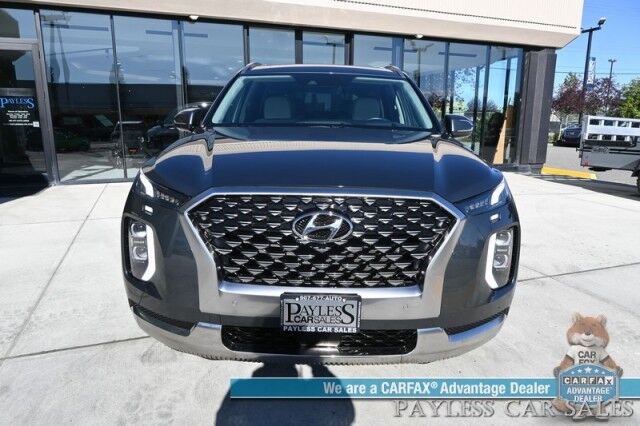2022 Hyundai Palisade Calligraphy / AWD / Heated & Cooled Seats / Heated Steering / Sunroof / NAV / Harman Kardon / Adaptive Cruise / Lane Depart & Blind Spot / Rear Captain Chairs / 3rd Row / Seats 7 / Tow Pkg / Low Miles / 1-Owner Anchorage AK