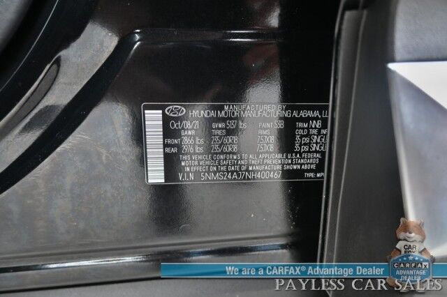 2022 Hyundai Santa Fe SEL / Auto Start / Power & Heated Premium Cloth Seats / Adaptive Cruise Control / Lane Departure & Blind Spot Alert / Apple CarPlay & Android Auto / Back Up Camera / Keyless Entry & Start / 28 MPG Anchorage AK 2022 Hyundai Santa Fe SEL / Auto Start / Power & Heated Premium Cloth Seats / Adaptive Cruise Control / Lane Departure & Blind Spot Alert / Apple CarPlay & Android Auto / Back Up Camera / Keyless Entry & Start / 28 MPG Anchorage AK