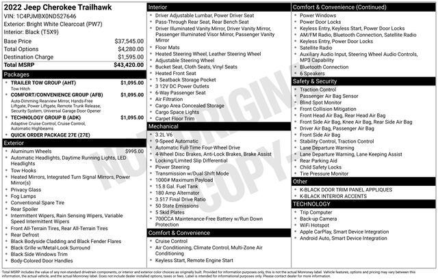 Image of 2022 Jeep Cherokee Trailhawk