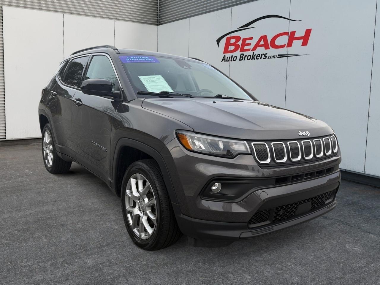 2022 Jeep Compass Latitude Lux, HEATED SEATS, HEATED STEERING WHEEL, BACKUP CAMERA, APPLE CARPLAY/ANDROID AUTO, REMOTE KEYLESS ENTRY, POWER/HEATED MIRRORS, WIFI, ONLY 1 OWNER!