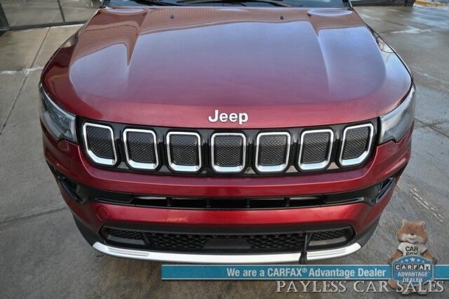 2022 Jeep Compass Limited / 4X4 / Auto Start / Power & Heated Leather Seats / Heated Steering Wheel / Sunroof / Alpine Speakers / Adaptive Cruise / Lane Depart & Blind Spot / Apple CarPlay & Android Auto / Back Up Cam / Block Heater / 1-Owner Anchorage AK