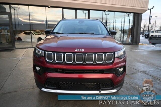 2022 Jeep Compass Limited / 4X4 / Auto Start / Power & Heated Leather Seats / Heated Steering Wheel / Sunroof / Alpine Speakers / Adaptive Cruise / Lane Depart & Blind Spot / Apple CarPlay & Android Auto / Back Up Cam / Block Heater / 1-Owner Anchorage AK