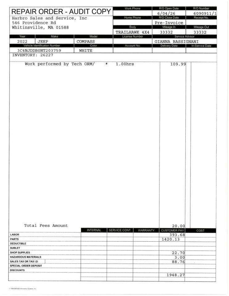 2022 Jeep Compass Trailhawk - 1 OWNER - SUNROOF - ALPINE STEREO Webster MA