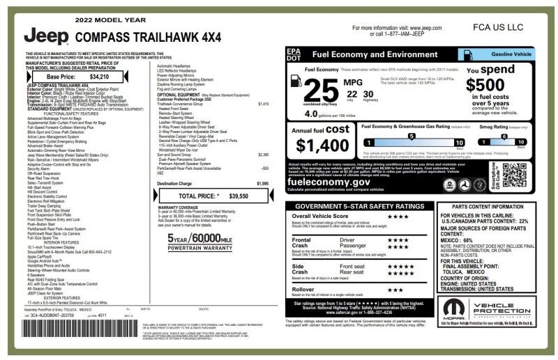 2022 Jeep Compass Trailhawk - 1 OWNER - SUNROOF - ALPINE STEREO Webster MA