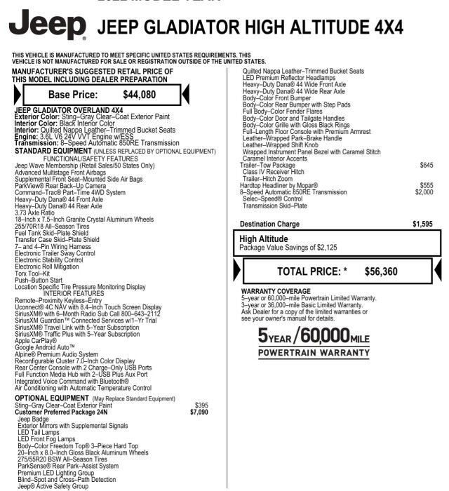 2022 Jeep Gladiator High Altitude 4X4 / Tow Package / LED Lighting Group! High Point NC