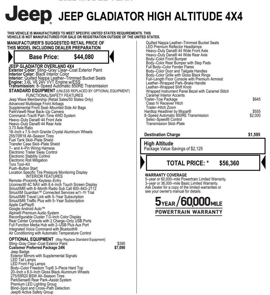 2022 Jeep Gladiator High Altitude 4X4 / Tow Package / LED Lighting Group! Lincolnton NC