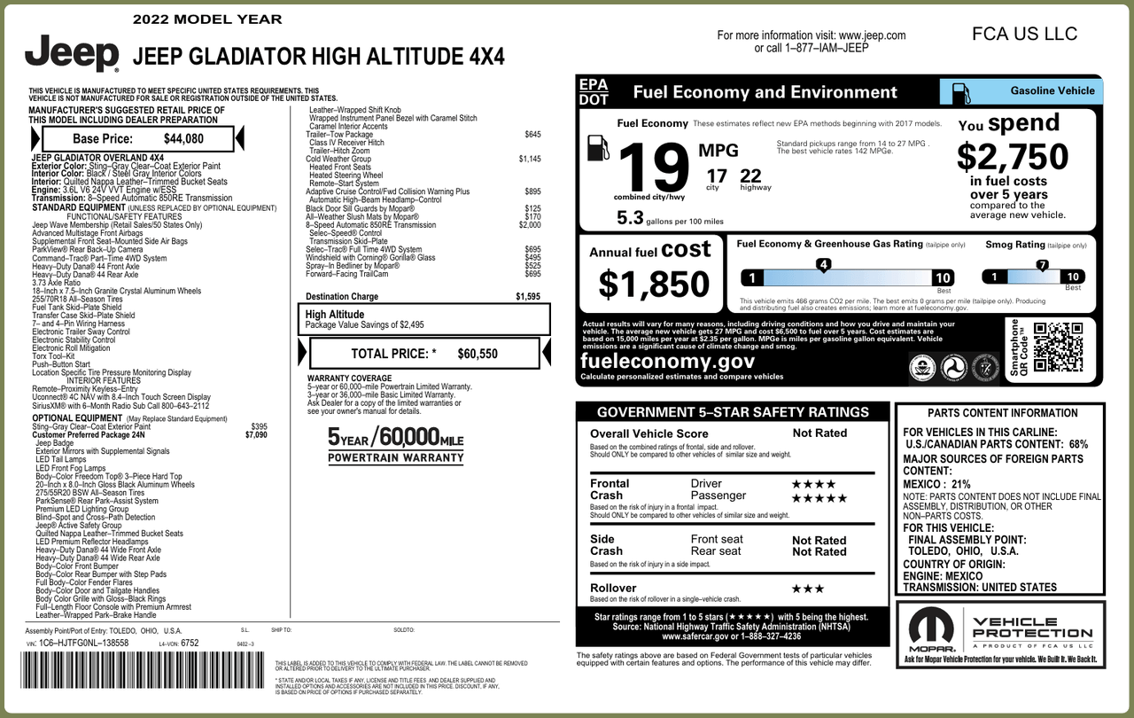 2022 Jeep Gladiator High Altitude Knoxville TN