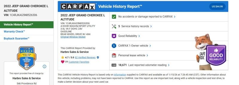 2022 Jeep Grand Cherokee L Altitude - SUNROOF - LEATHER Whitinsville MA