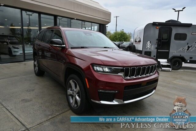 2022 Jeep Grand Cherokee L Limited / 4X4 / AutoStart / Front & Rear Heated Leather Seats / Heated Steering Wheel / Panoramic Sunroof / NAV / Alpine Speakers / Lane Departure & Blind Spot / 3rd Row / Rear Captains Chairs / Tow Pkg / 1-Owner Anchorage AK