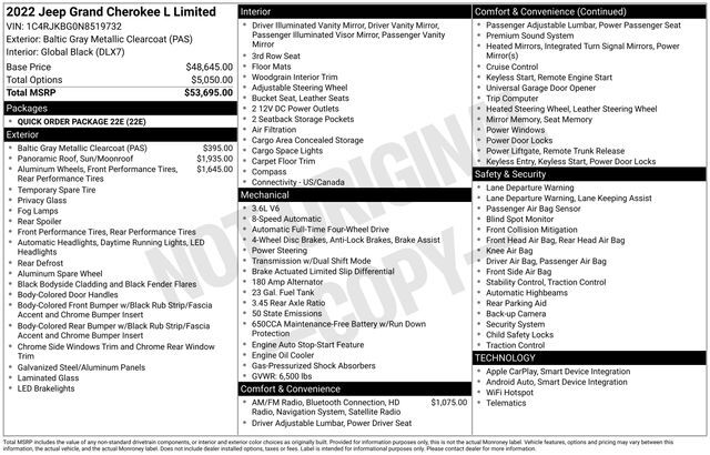 2022 Jeep Grand Cherokee L Limited Raleigh NC