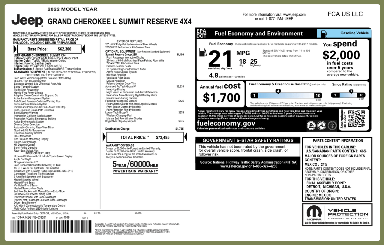 2022 Jeep Grand Cherokee L Summit Reserve Knoxville TN