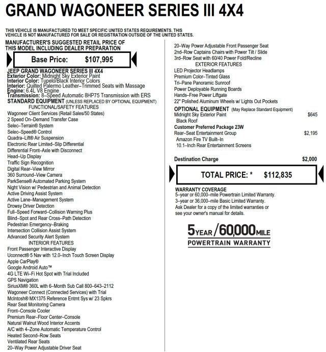 2022 Jeep Grand Wagoneer Series III / 4WD / Rear Entertainment / McIntosh Audio! High Point NC