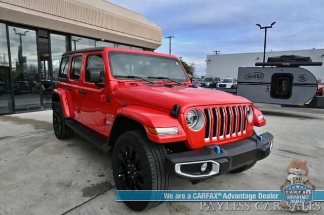 2022 Jeep Wrangler 4xe Unlimited Sahara / 4X4 / Plug-In Hybrid / Premium Leather Seats / Navigation / Power Windows, Mirrors, & Locks / Apple CarPlay & Android Auto / Back Up Camera / Keyless Entry & Start / 1-Owner Anchorage AK
