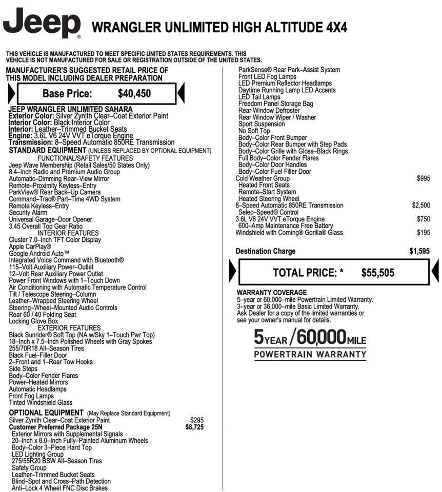 2022 Jeep Wrangler Unlimited High Altitude 4X4 / Cold Weather Group! Lincolnton NC