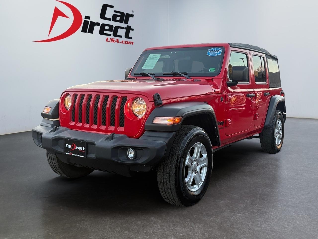 2022 Jeep Wrangler Unlimited Sport S, TOW PACKAGE, SOFT TOP COVER, BACKUP CAMERA WITH PARKING SENSORS, KEYLESS START, BLUETOOTH, LOW MILEAGE, ONLY 1 OWNER, CLEAN CARFAX, WRANGLER THIS ON THE ROAD!