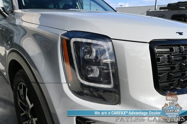 2022 Kia Telluride EX / AWD / Nightfall & Premium Pkg / Auto Start / Heated & Cooled Leather Seats / Heated Steering / Sunroof / NAV / Adaptive Cruise / Lane Depart & Blind Spot / Rear Captain Chairs / 3rd Row / Seats 7 / Tow Pkg / 1-Owner Anchorage AK