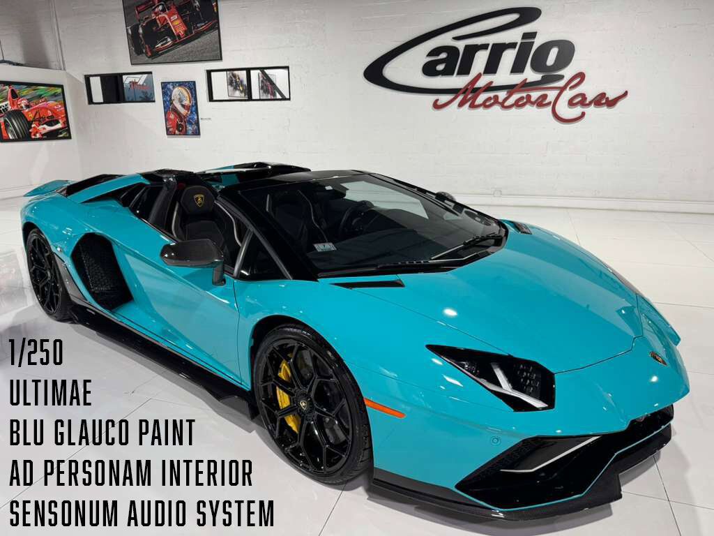 2022 Lamborghini Aventador LP 780-4 Ultimae Roadster,Blu Glauco paint,Ad Personam interior,Sensonum audio system AND MUCH MORE!